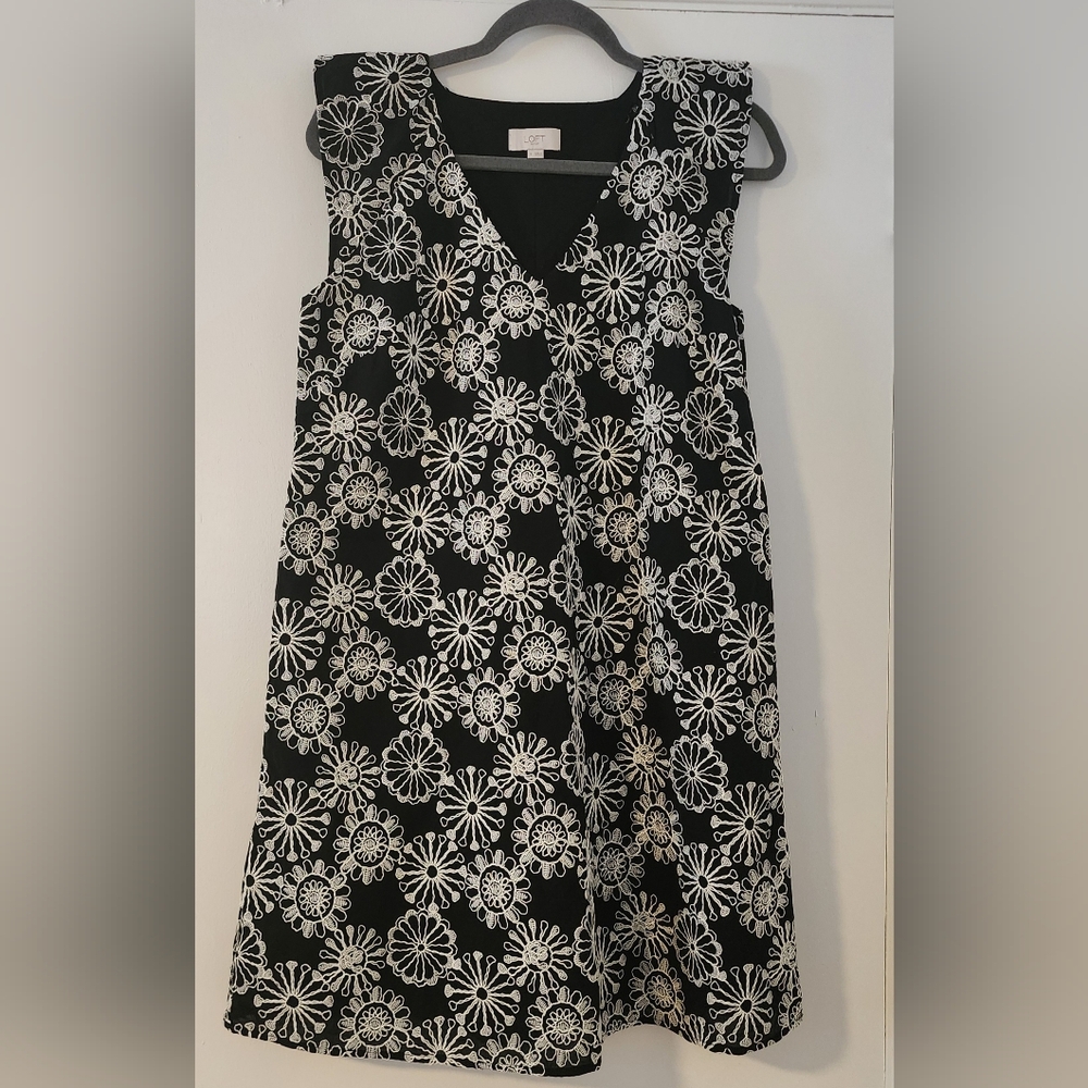 Women's Black & White Summer Sheath dress size Small 100% Cotton G12